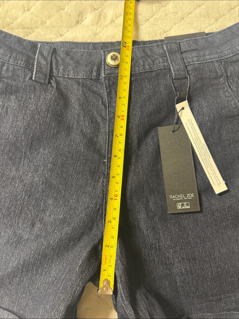 Rachel Zoe Navy Denim-Style Cuffed Shorts - Picture 11 of 15